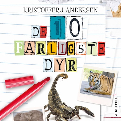 De 10 dyr: De 10 farligste dyr – omslag til lydbogen af Kristoffer J. Andersen