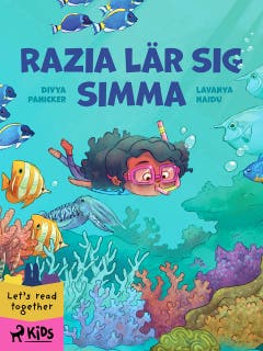 Razia lär sig simma – omslag till ljudboken av Divya Panicker,Lavanya Naidu
