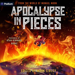 Apocalypse in Pieces: A Mongol Moon Standalone – omslag till ljudboken av Steve Stratton, Mike Bennett, Blaine L. Pardoe, Shirley Johnson, Joel Gaines, Doc Spears, Mark Sibley, Brett Allen, Philip Voodoo