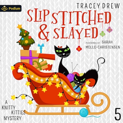 Slip-Stitched & Slayed – omslag til lydbogen af Tracey Drew