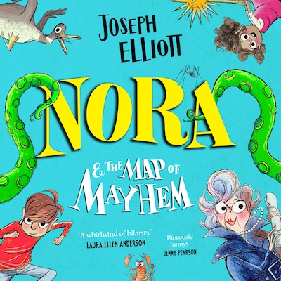 Nora and the Map of Mayhem – omslag til lydbogen af Joseph Elliott