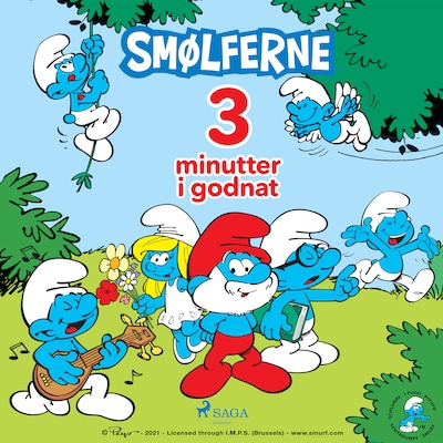Tre minutter i godnat - Smølferne – omslag til lydbogen af Peyo