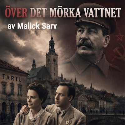 Över det mörka vattnet – omslag till ljudboken av Malick Sarv (AI-författare)