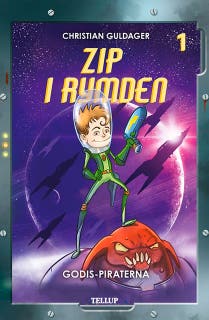 Zip i rymden #1: Godis-piraterna – omslag till ljudboken av Christian Guldager