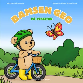 Bamsen Geo på cykeltur – omslag til lydbogen af Mikkel Palm Salmonsen