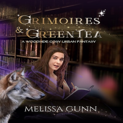 Grimoires and Green Tea – omslag til lydbogen af Melissa Gunn