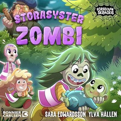 Storasyster Zombi – omslag till ljudboken av Ylva Hällen, Sara Edwardsson