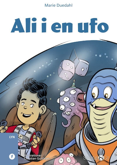 Ali i en ufo – omslag til lydbogen af Marie Duedahl