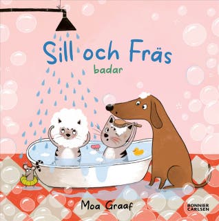 Sill och Fräs badar – omslag till ljudboken av Moa Graaf