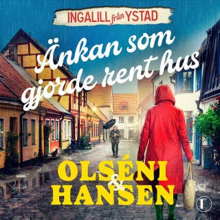 Änkan som gjorde rent hus – omslag till ljudboken av Micke Hansen, Christina Olséni