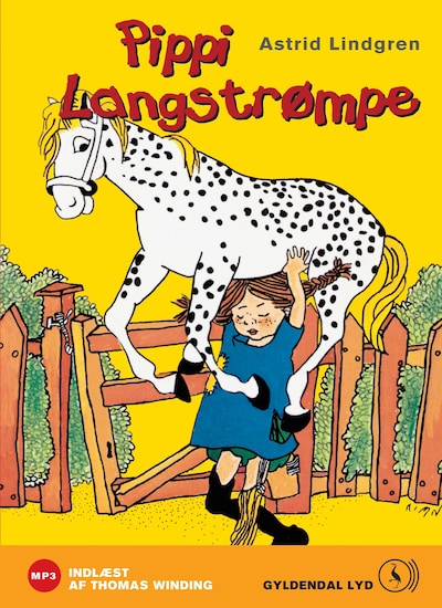 Thomas Winding læser Pippi Langstrømpe – omslag til lydbogen af Astrid Lindgren
