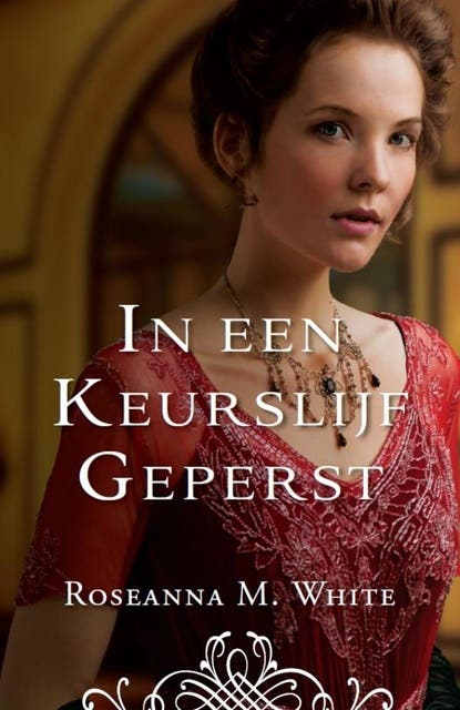 In een keurslijf geperst – omslag van het luisterboek van Roseanna M. White