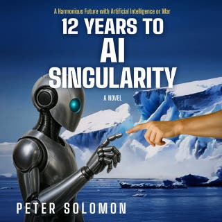 12 Years to AI Singularity: A Harmonious Future with Artificial Intelligence or War – omslag till ljudboken av Peter Solomon