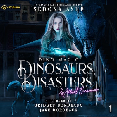Dinosaurs, Disasters and Albert Einswine – omslag til lydbogen af Sedona Ashe