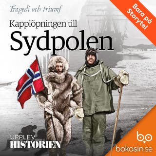 Kapplöpningen till Sydpolen – omslag till ljudboken av Bokasin