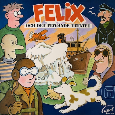 Felix och det flygande tefatet – omslag till ljudboken av Jan Lööv, Christer Broberg