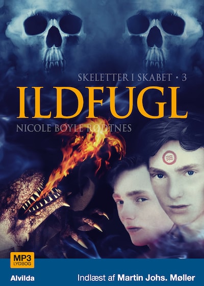 Skeletter i skabet 3: Ildfugl – omslag til lydbogen af Nicole Boyle Rødtnes