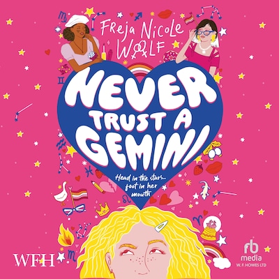 Never Trust A Gemini – omslag til lydbogen af Freja Nicole Woolf