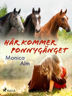 Här kommer Ponnygänget – omslag till ljudboken av Monica Alm