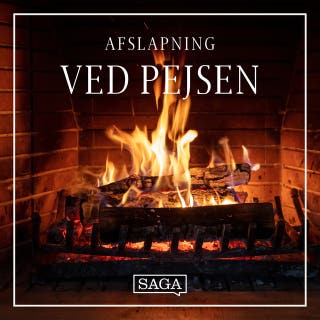 Afslapning ved pejsen – omslag til lydbogen af Rasmus Broe