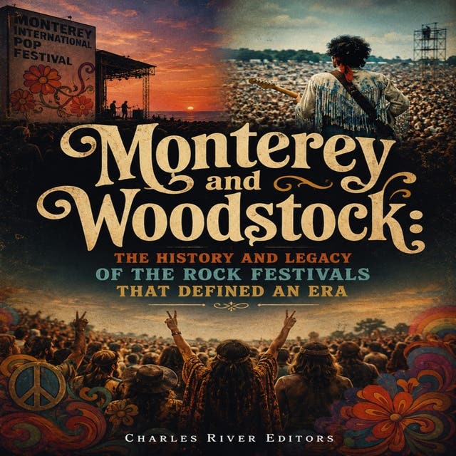Monterey and Woodstock: The History and Legacy of the Rock Festivals that Defined an Era – omslag til lydbogen af Charles River Editors