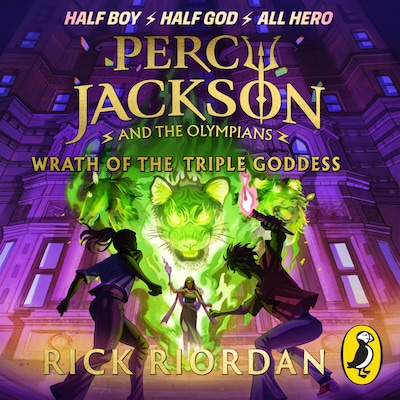 Percy Jackson and the Olympians: Wrath of the Triple Goddess – omslag til lydbogen af Rick Riordan
