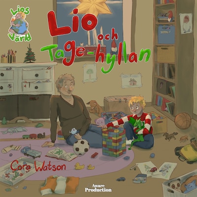 Lio och Tage-hyllan – omslag till ljudboken av Cora Watson