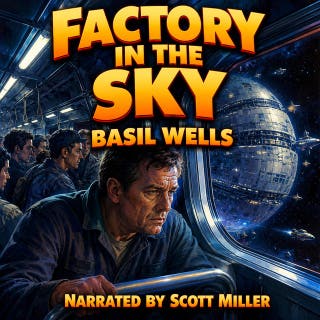 Factory in the Sky: Sabotage Among The Asteroids – omslag till ljudboken av Basil Wells
