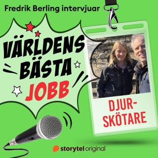 Världens bästa jobb - Djurskötare – omslag till ljudboken av Fredrik Berling