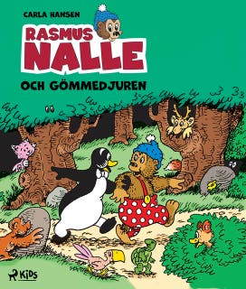 Rasmus Nalle – Och gömmedjuren – omslag till ljudboken av Carla Og Vilhelm Hansen