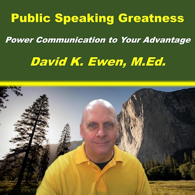 Public Speaking Greatness – omslag til lydbogen af David K. Ewen, M.ed.