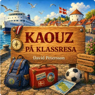 Kaouz på klassresa – omslag till ljudboken av David Petersson