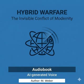 Hybrid Warfare – The Invisible Fronts of Power: Cyberattacks, Disinformation, and New Strategies in Modern Conflict – omslag till ljudboken av M. Weber