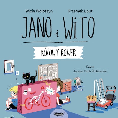Jano i Wito uczą mówić R. Różowy rower – okładka audiobooka, autor Wiola Wołoszyn