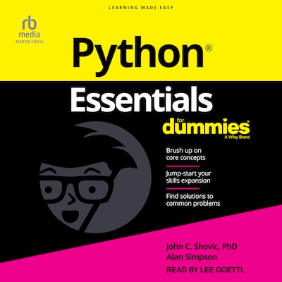 Python Essentials For Dummies – omslag til lydbogen af John C. Shovic, PhD, Alan Simpson