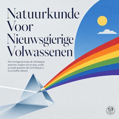 Natuurkunde Voor Nieuwsgierige Volwassenen – omslag van het luisterboek van De Ontdekkingsbibliotheek