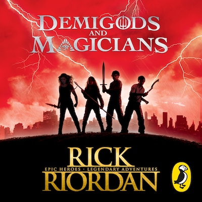 Demigods and Magicians – omslag til lydbogen af Rick Riordan