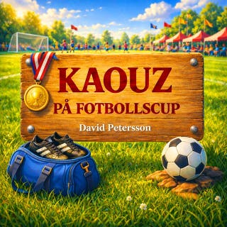 Kaouz på fotbollscup – omslag till ljudboken av David Petersson