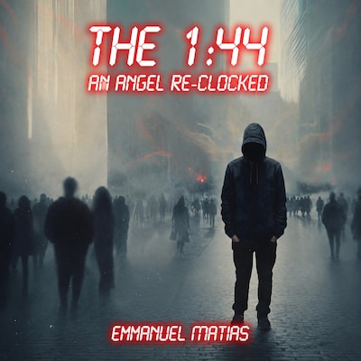 The 1:44 An Angel Re-Clocked – omslag til lydbogen af Emmanuel Matias