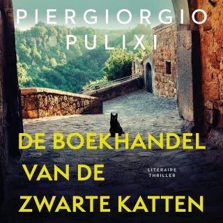 De boekhandel van de zwarte katten – omslag van het luisterboek van Piergiorgio Pulixi