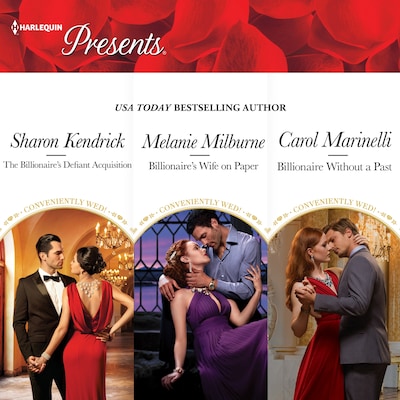 The Billionaire's Defiant Acquisition & Billionaire's Wife on Paper & Billionaire Without a Past – omslag til lydbogen af Sharon Kendrick, Melanie Milburne, Carol Marinelli