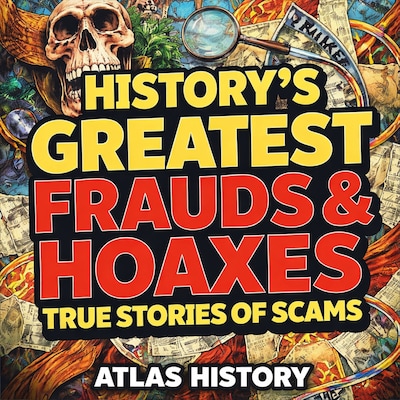 History's Greatest Frauds & Hoaxes: True Stories of Scams – omslag til lydbogen af Atlas History