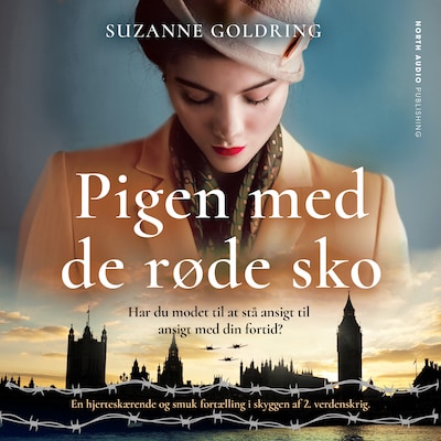 Pigen med de røde sko – omslag til lydbogen af Suzanne Goldring