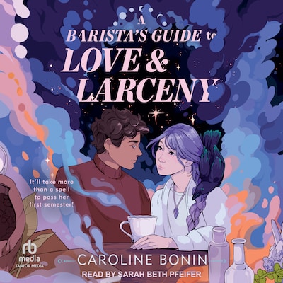 A Barista's Guide to Love & Larceny – omslag til lydbogen af Caroline Bonin