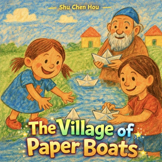 The Village of Paper Boats: A Magical Story About Kindness, Wishes, and the Power of Helping Others – omslag til lydbogen af Shu Chen Hou