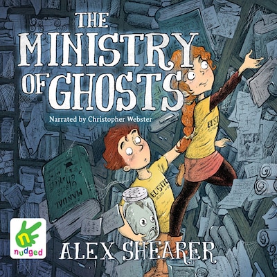 The Ministry of Ghosts – omslag til lydbogen af Alex Shearer