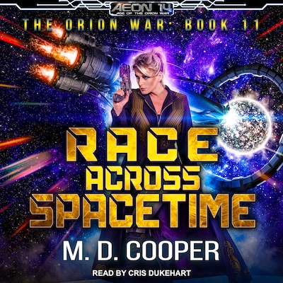 Race Across Spacetime – omslag til lydbogen af M. D. Cooper