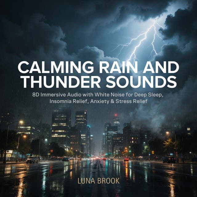 Calming Rain and Thunder Sounds: 8D Immersive Audio with White Noise for Deep Sleep, Insomnia Relief, Anxiety & Stress Relief – okładka audiobooka, autor Luna Brook