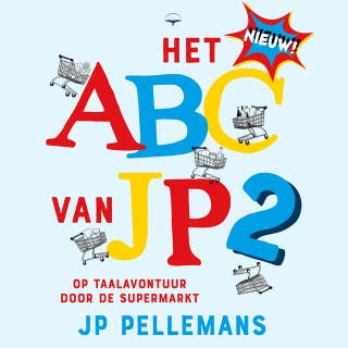 Het ABC van JP 2: Op taalavontuur door de supermarkt – omslag van het luisterboek van JP Pellemans