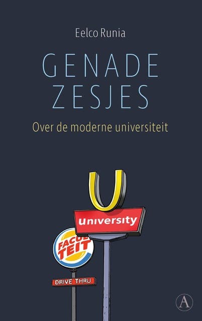 Genadezesjes: Over de moderne universiteit – omslag van het luisterboek van Eelco Runia